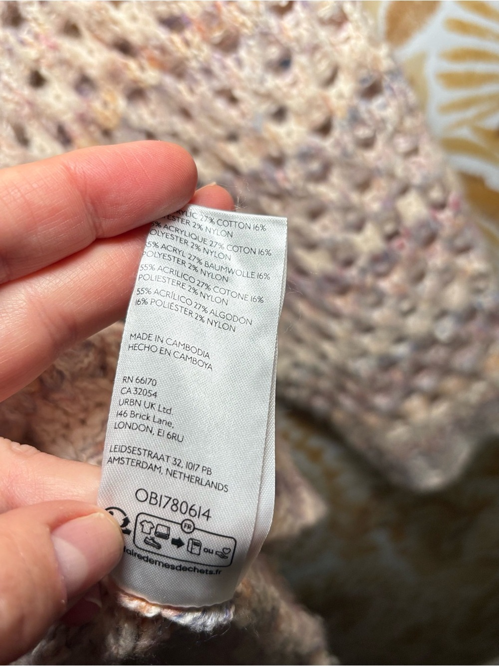 Anthropologie Chunky Open Knit Sweater Pastel Marled Boho Cottagecore Cozy - Picture 4 of 8